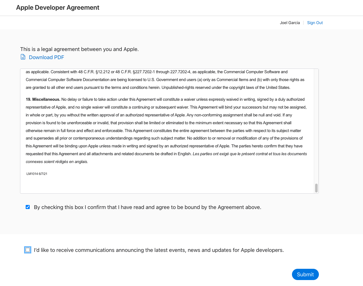 AllCode Apple Developer Agreement