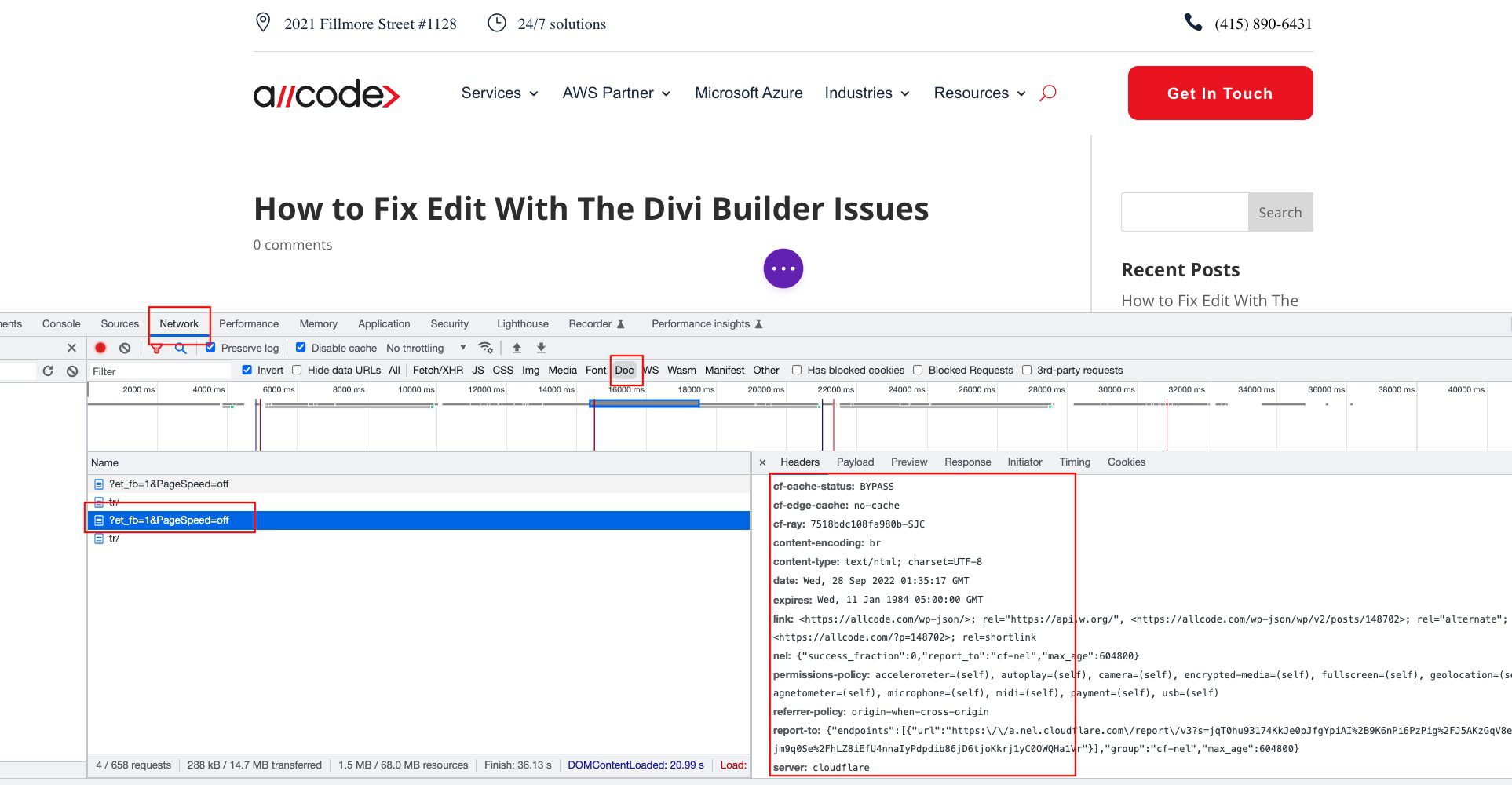 Divi Builder CloudFlare Cache Bypass