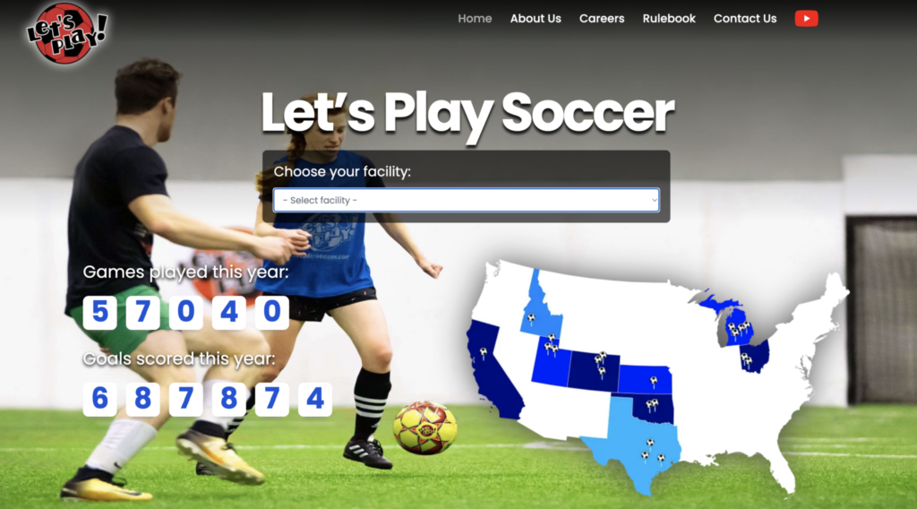 Let’s Play Soccer modern website design 