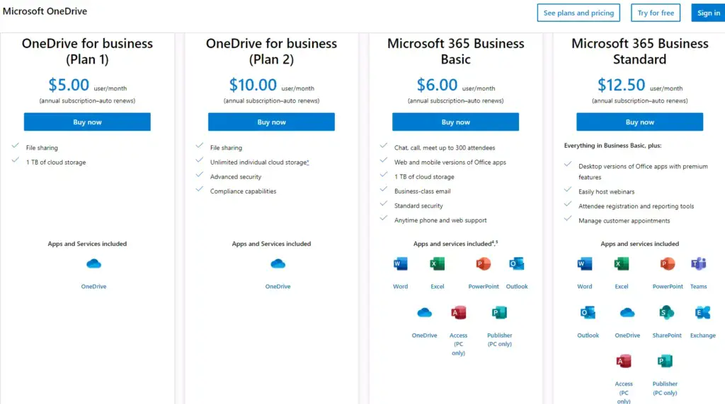 Microsoft OneDrive Storage Plans